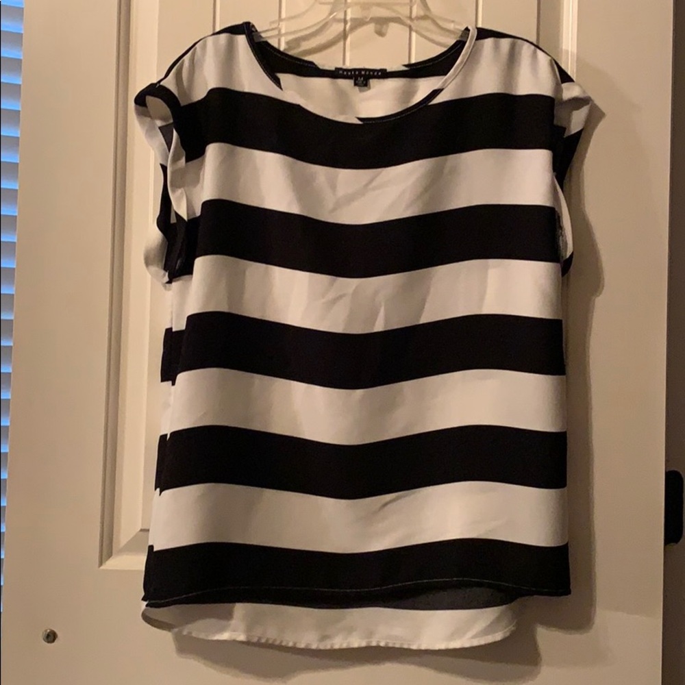 Black and white striped blouse